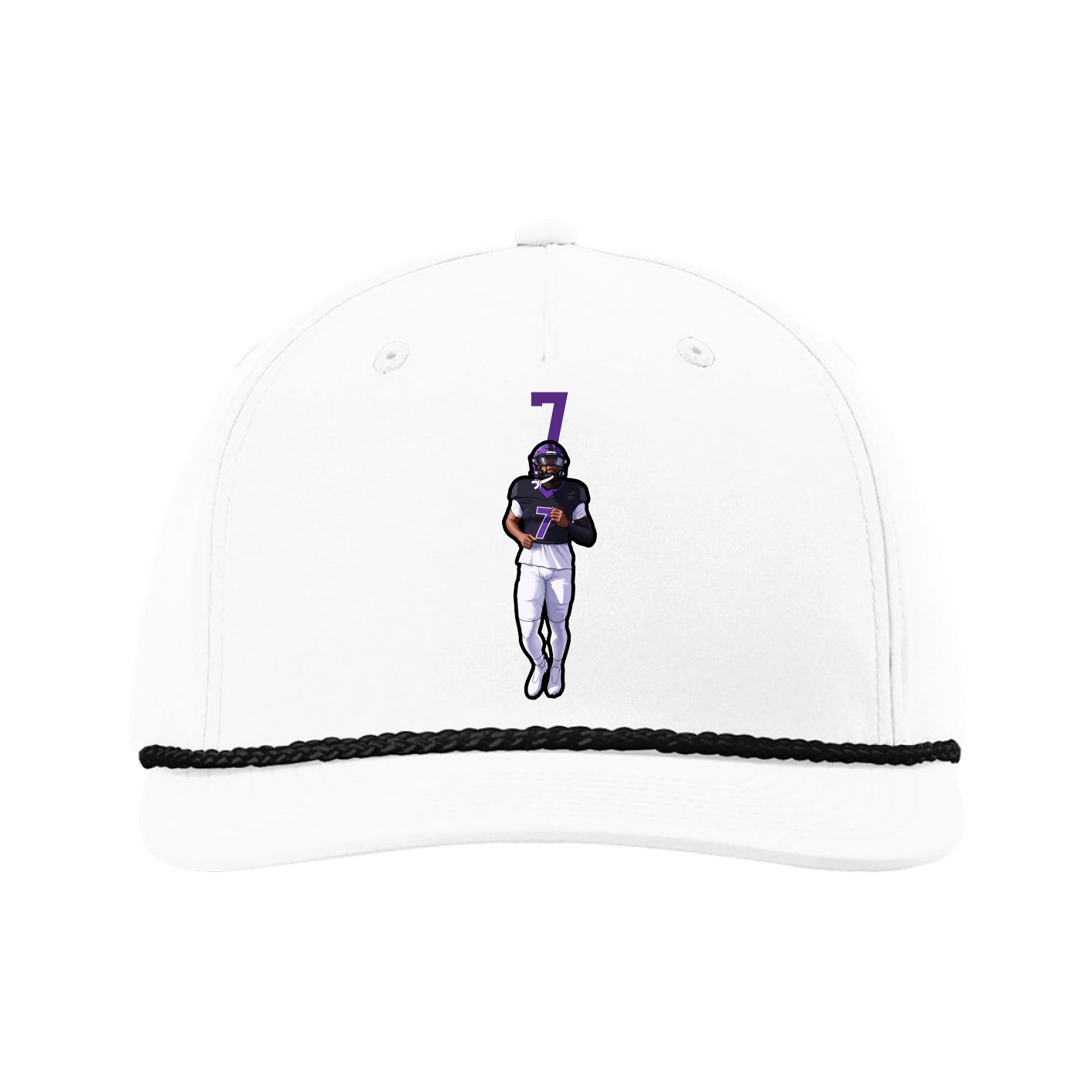 Five-Panel Classic Rope Cap — Number Top in White