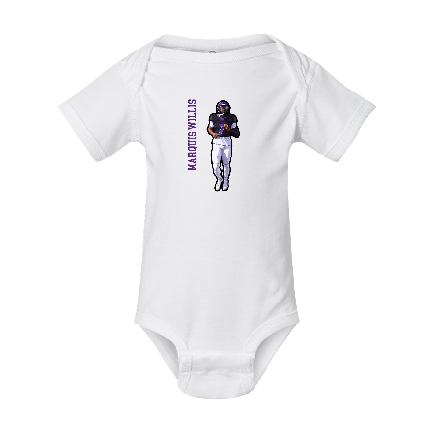 Baby Onesie — Name Vertical in White