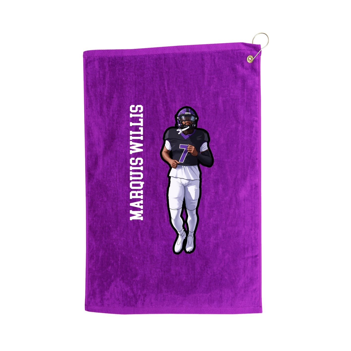 Golf Towel — Name Vertical in Purple