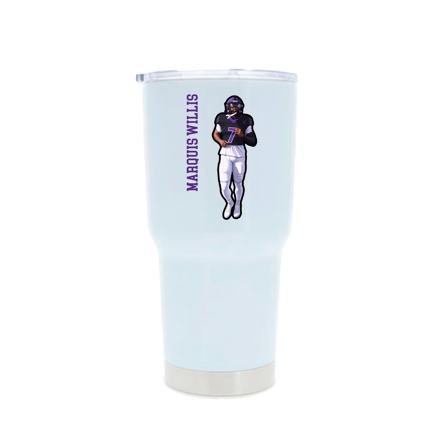 30oz Stainless Steel Tumbler — Name Vertical in White