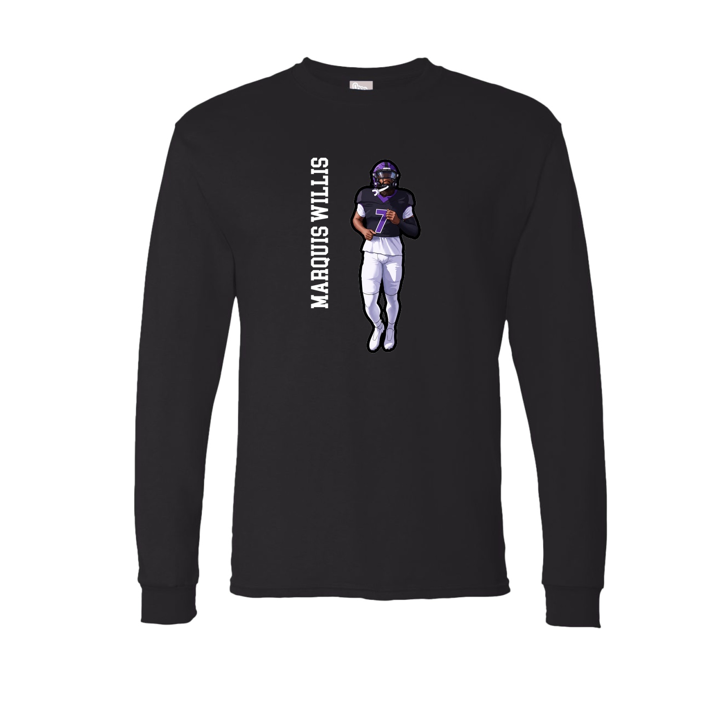 Long Sleeve Tee — Name Vertical in Black