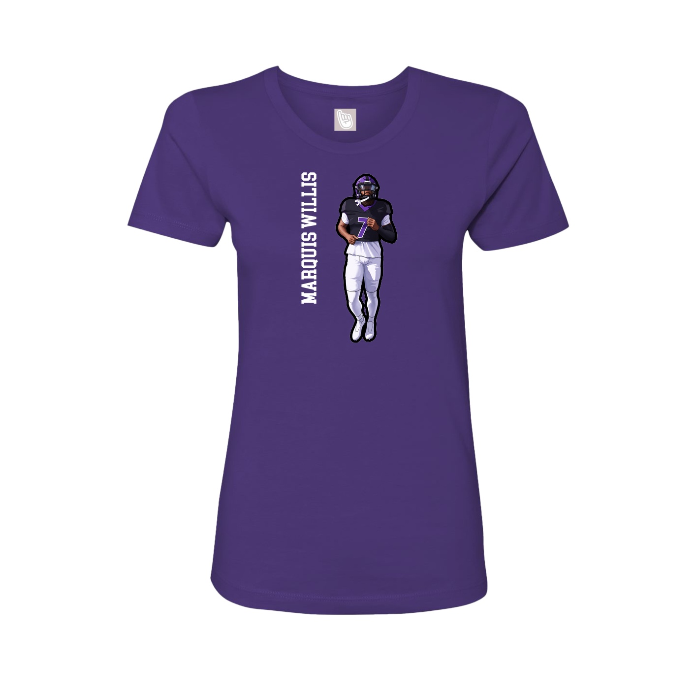 Fitted Women's Tee — Name Vertical in Purple
