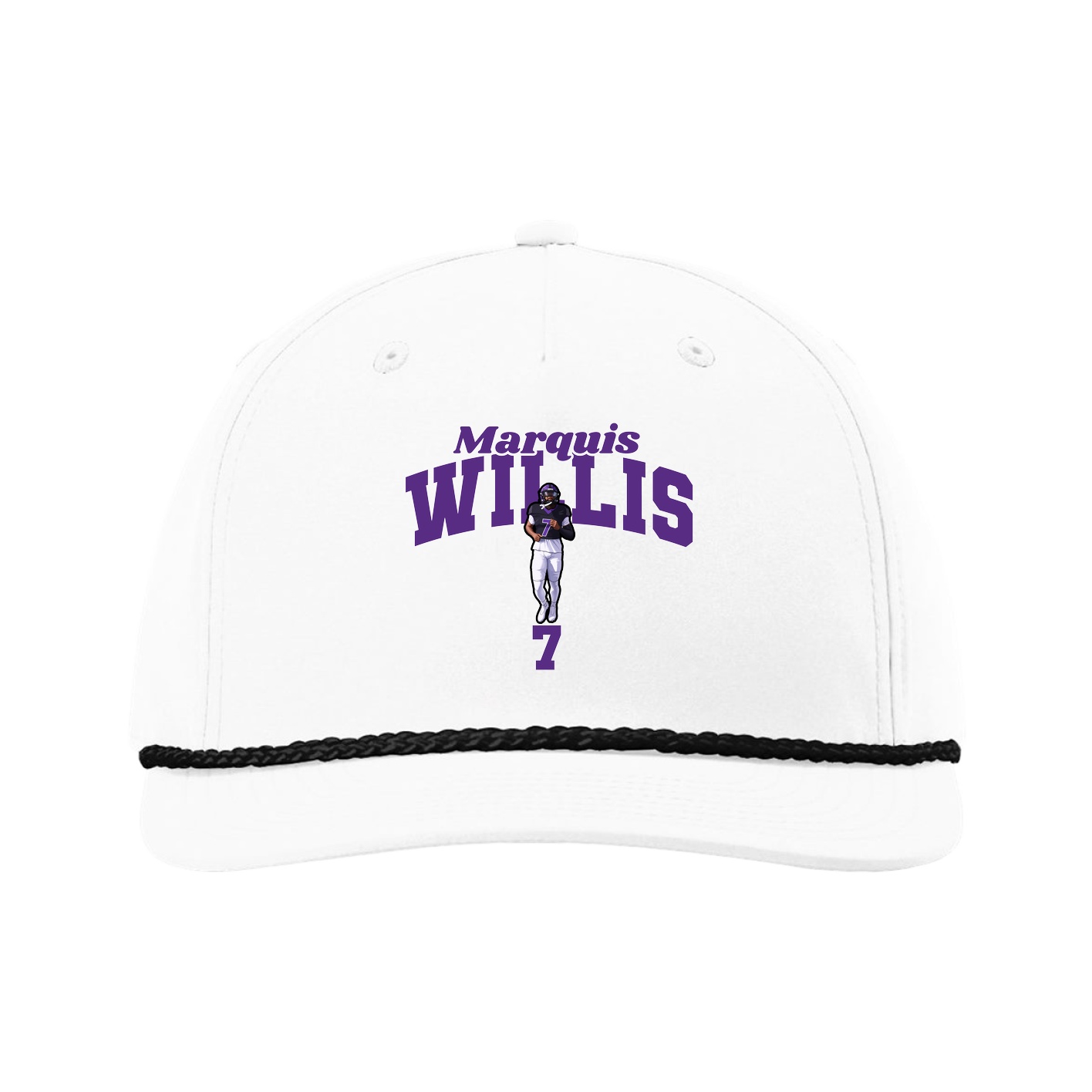 Five-Panel Classic Rope Cap — Signature Arch in White