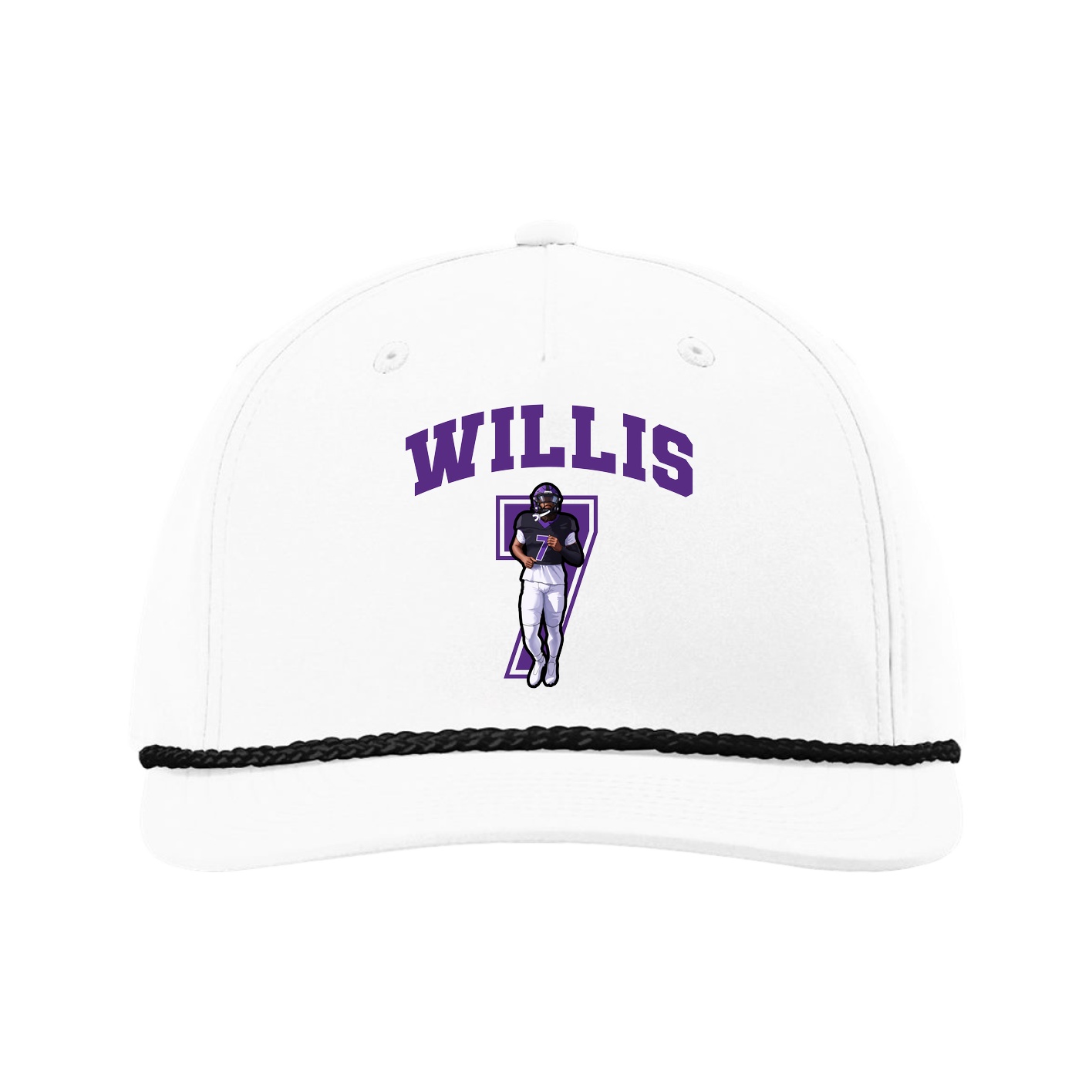 Five-Panel Classic Rope Cap — Number in White
