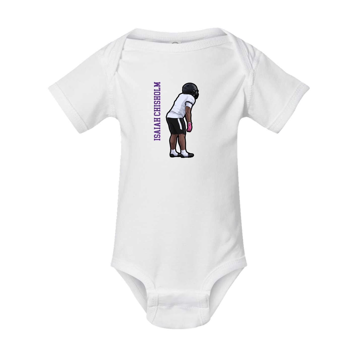 Baby Onesie — Name Vertical in White