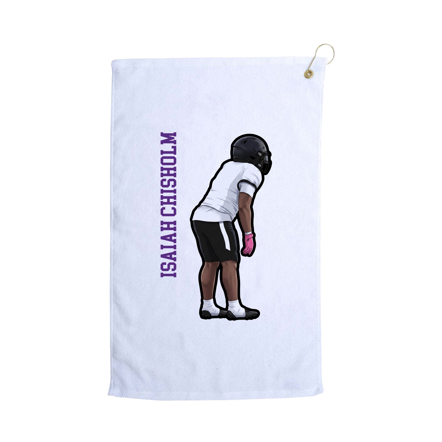 Golf Towel — Name Vertical in White
