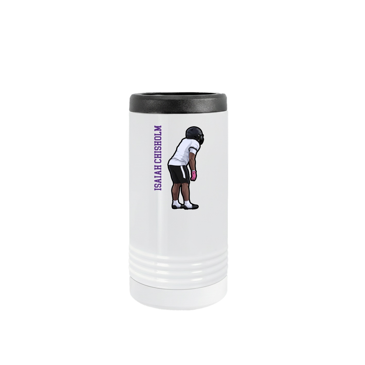 Slim Beverage Holder — Name Vertical in White
