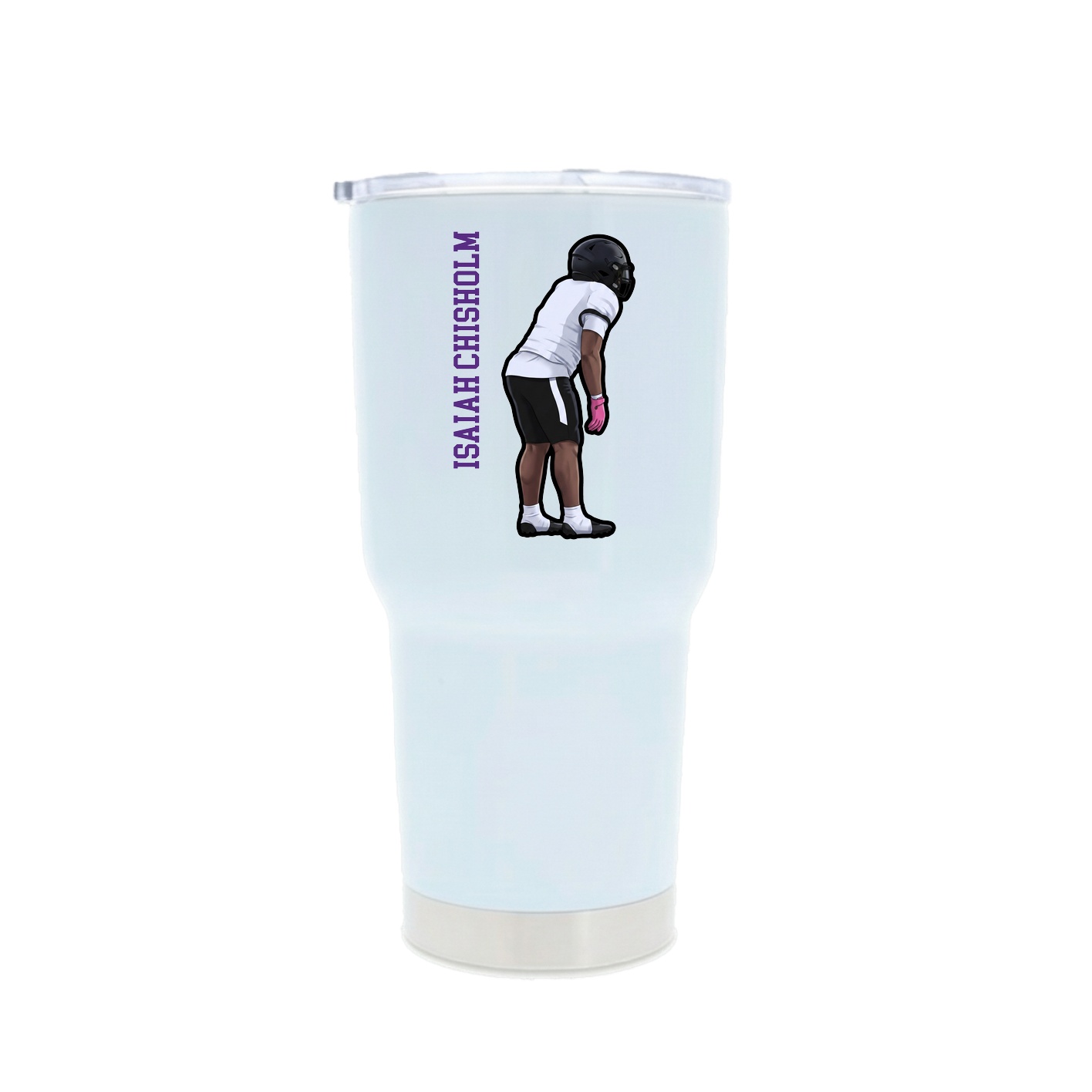 30oz Stainless Steel Tumbler — Name Vertical in White