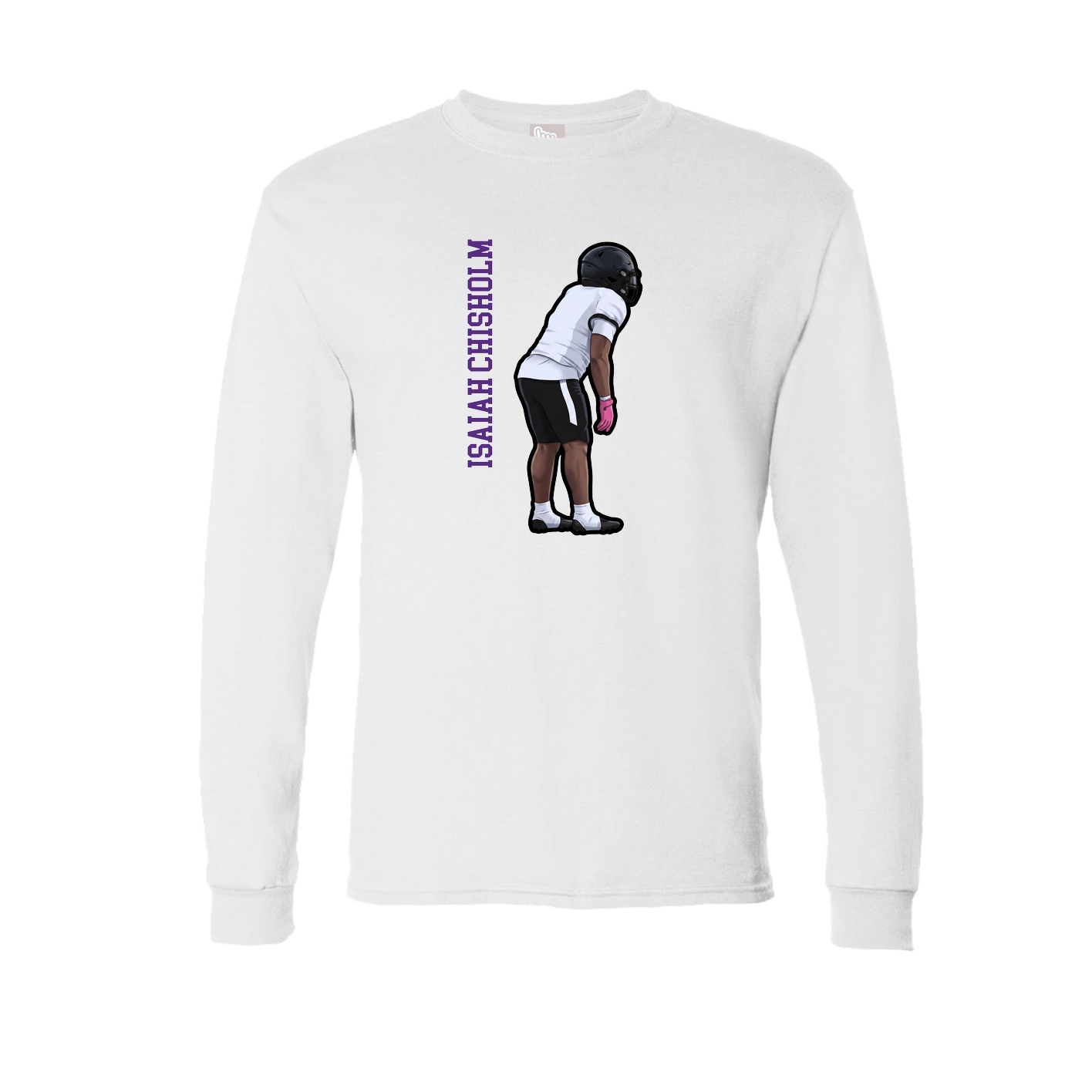 Long Sleeve Tee — Name Vertical in White