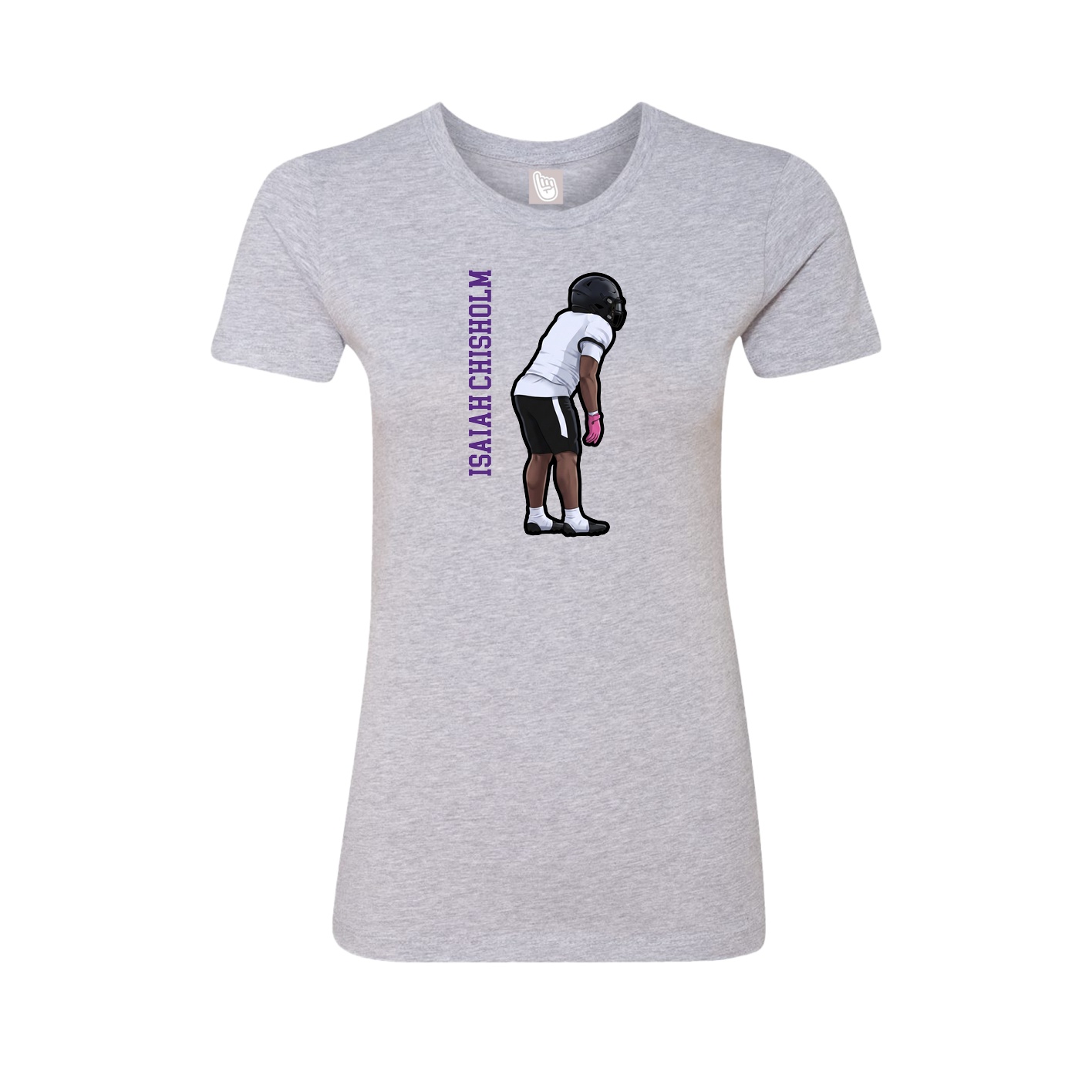 Fitted Women's Tee — Name Vertical in Grey