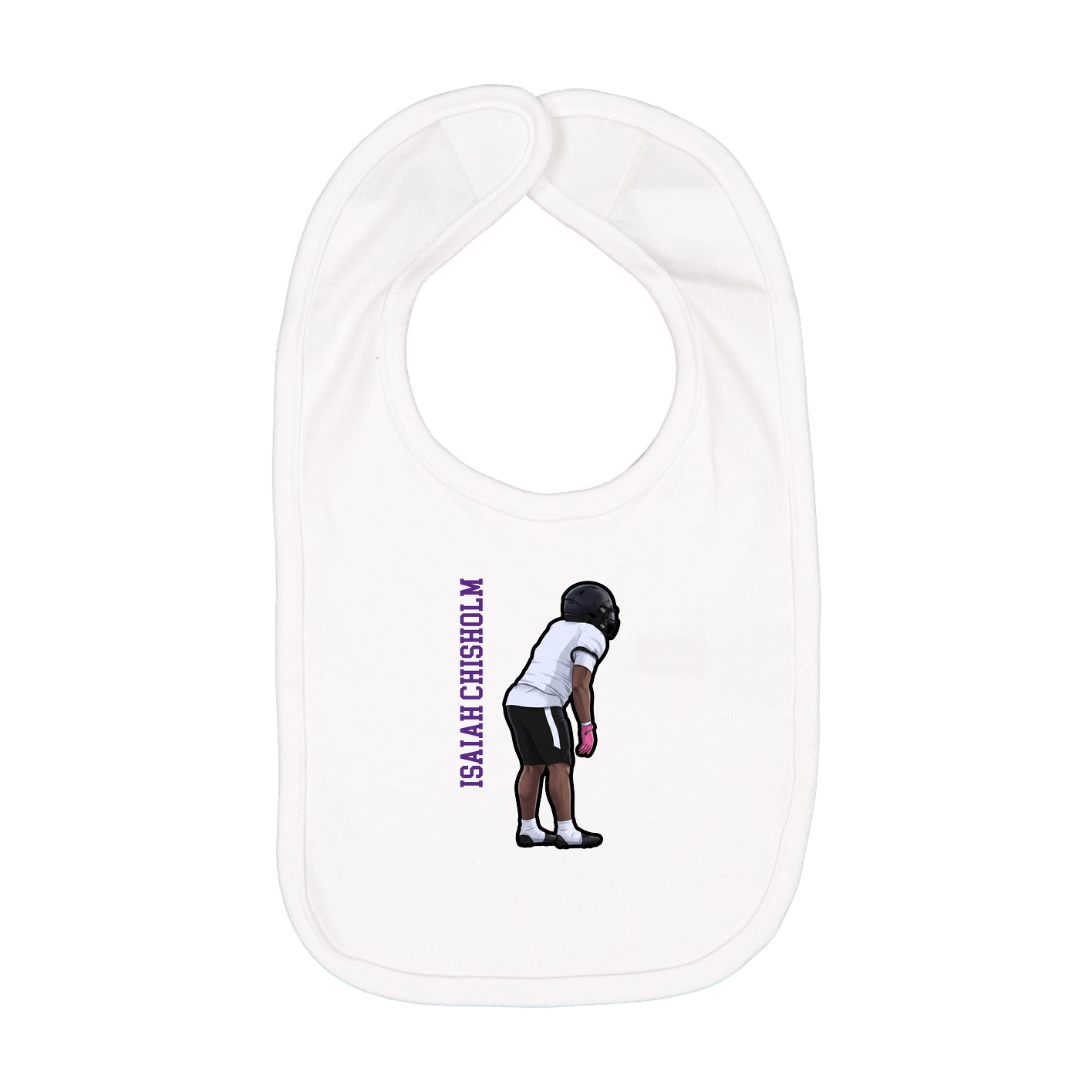 Infant Bib — Name Vertical in White