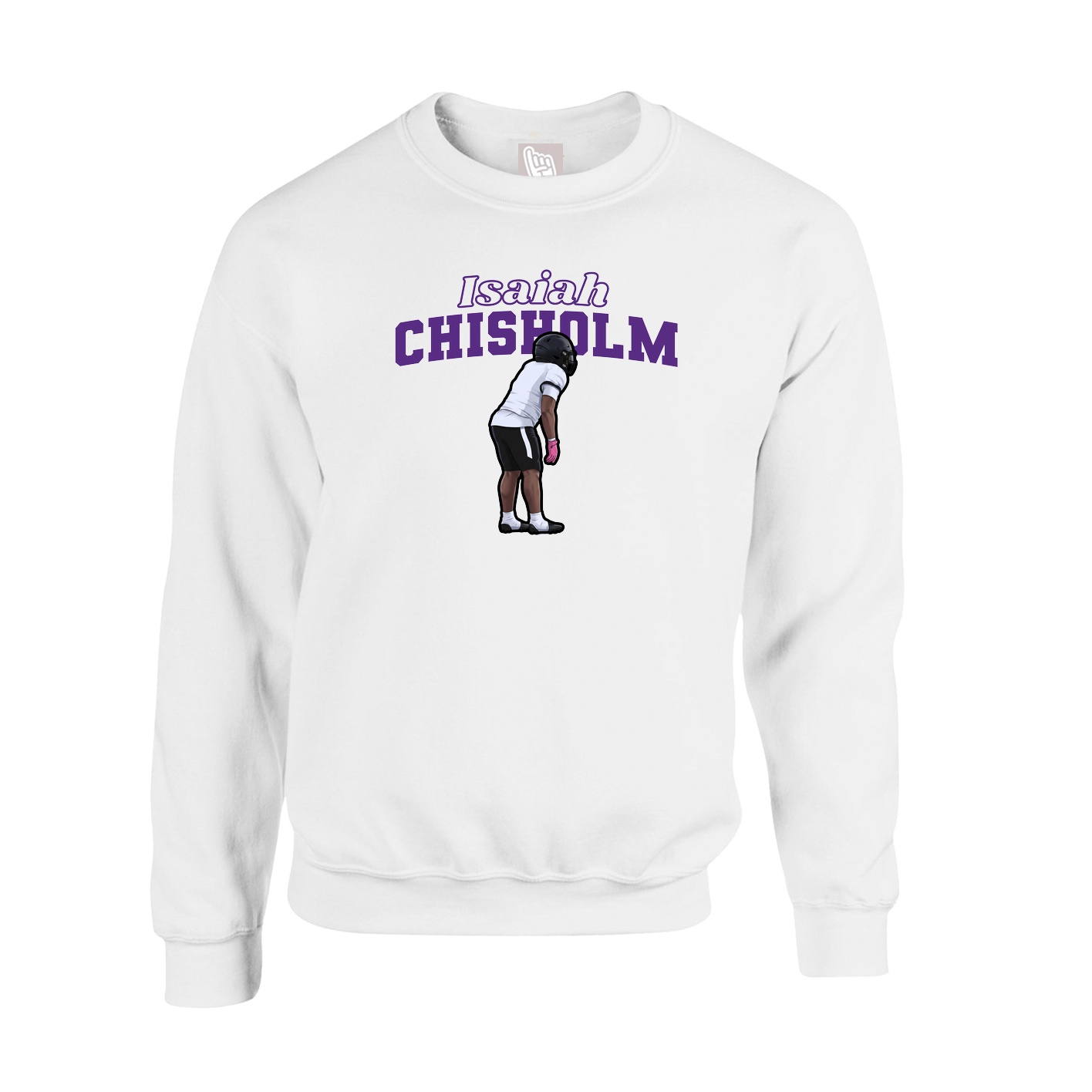 Fleece Crew — Name Arch in White