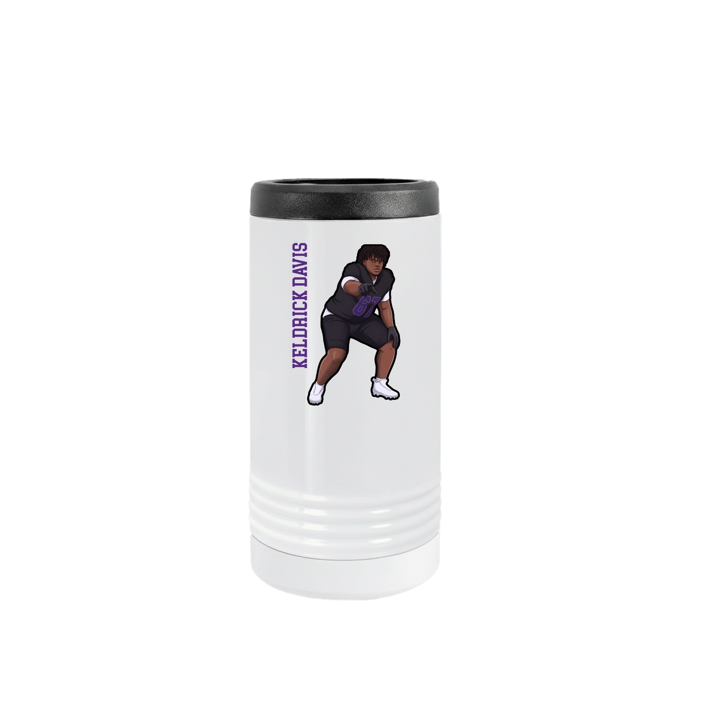 Slim Beverage Holder — Name Vertical in White