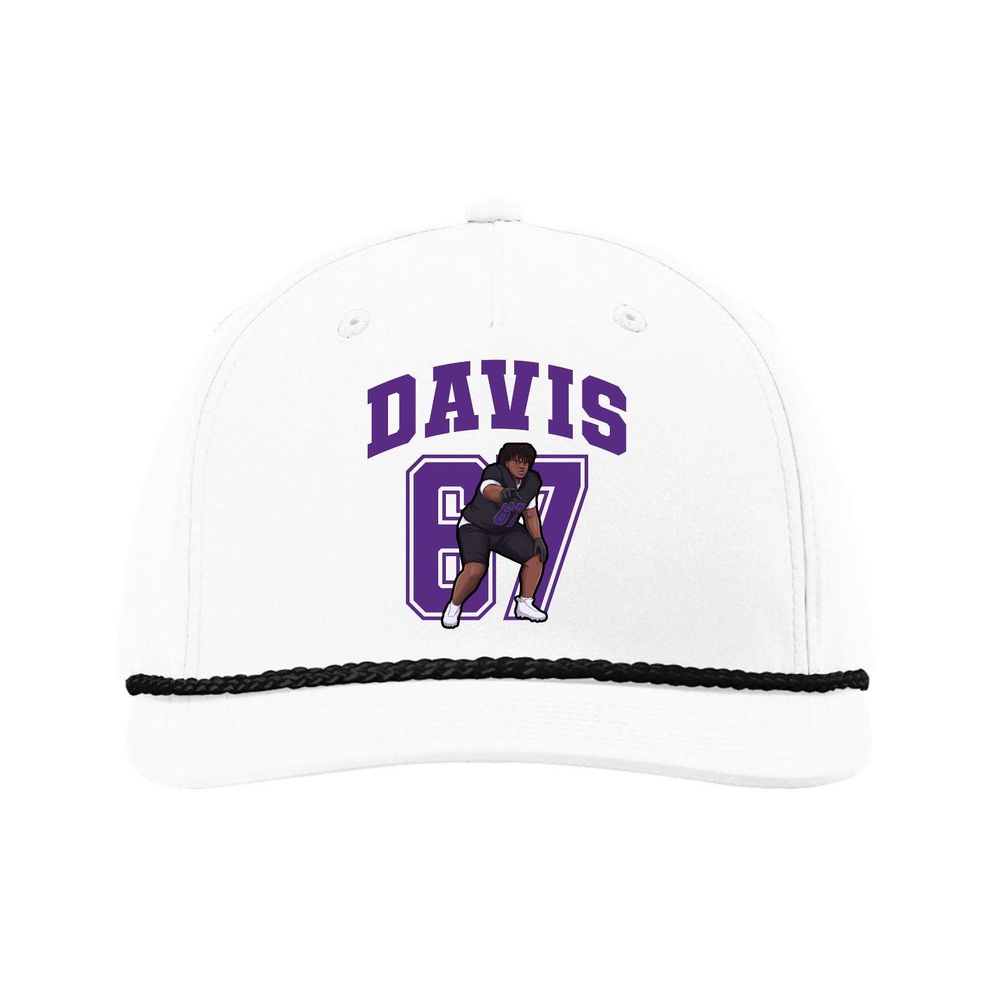 Five-Panel Classic Rope Cap — Number in White