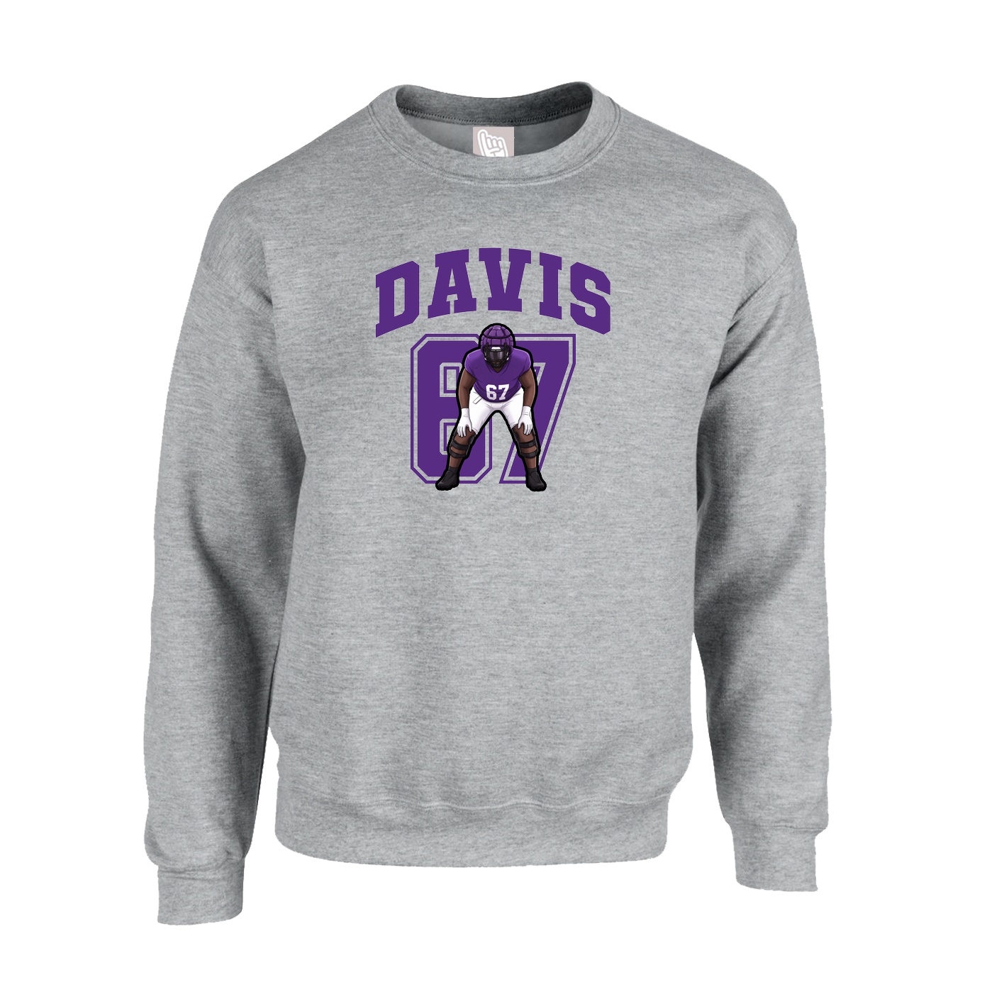 Fleece Crew — Number in Grey