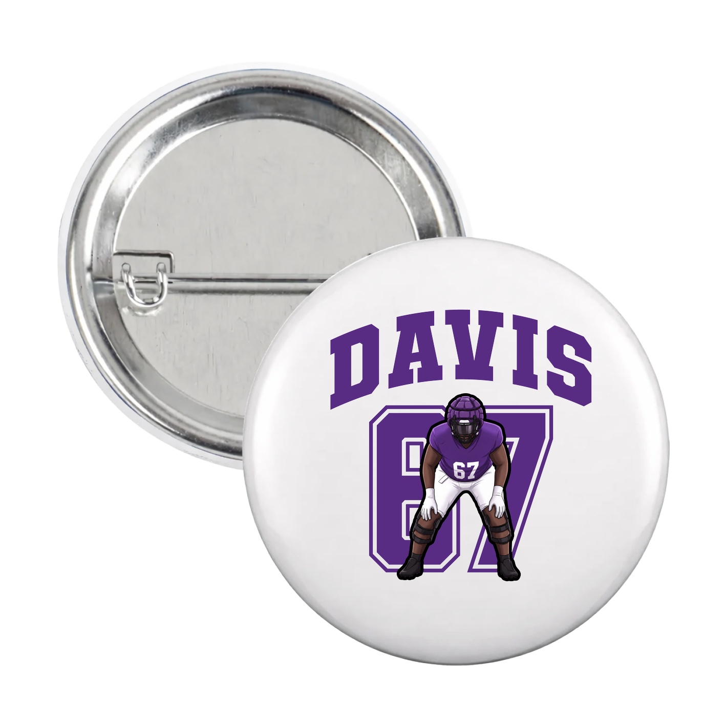 Game Day Button — Number in White