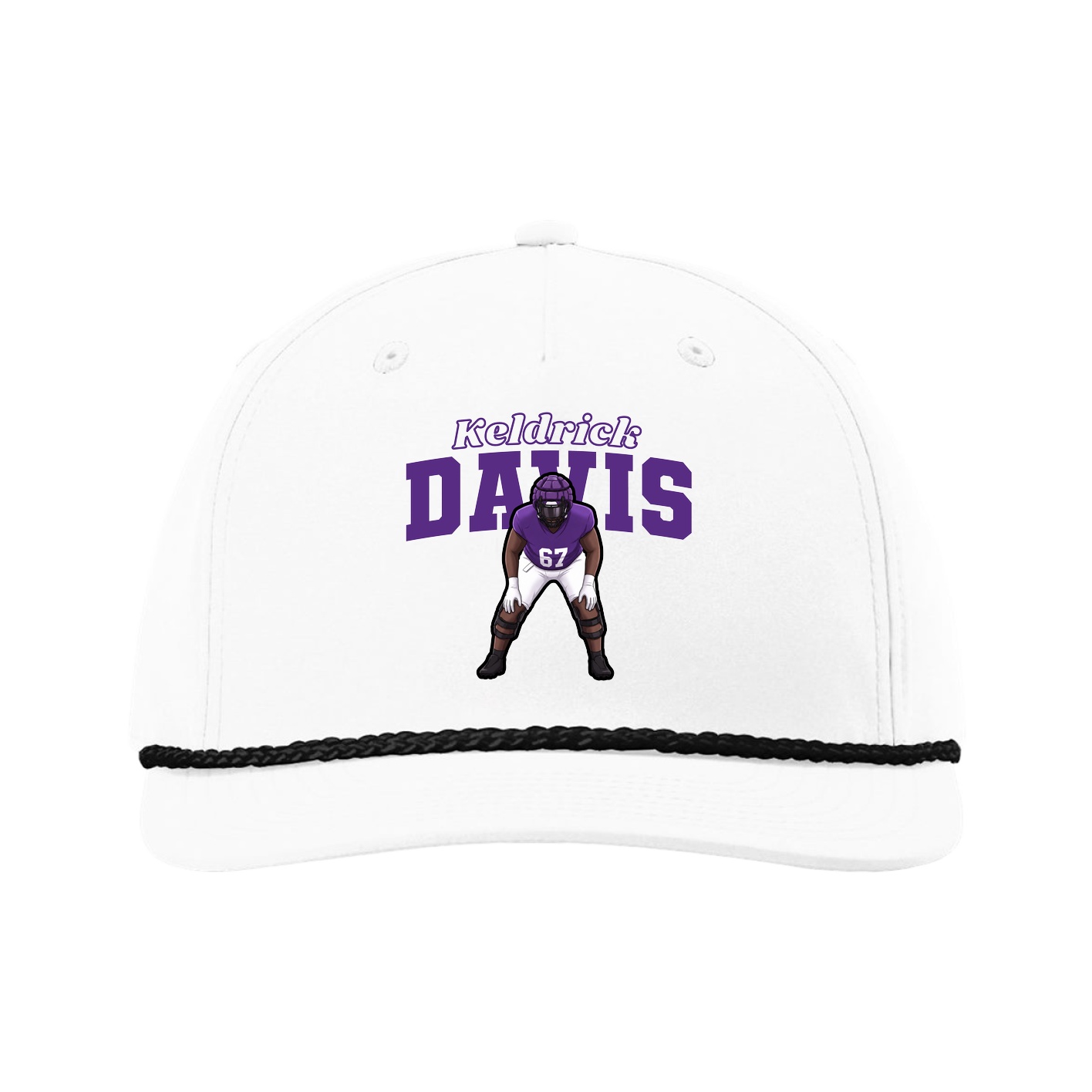Five-Panel Classic Rope Cap — Name Arch in White