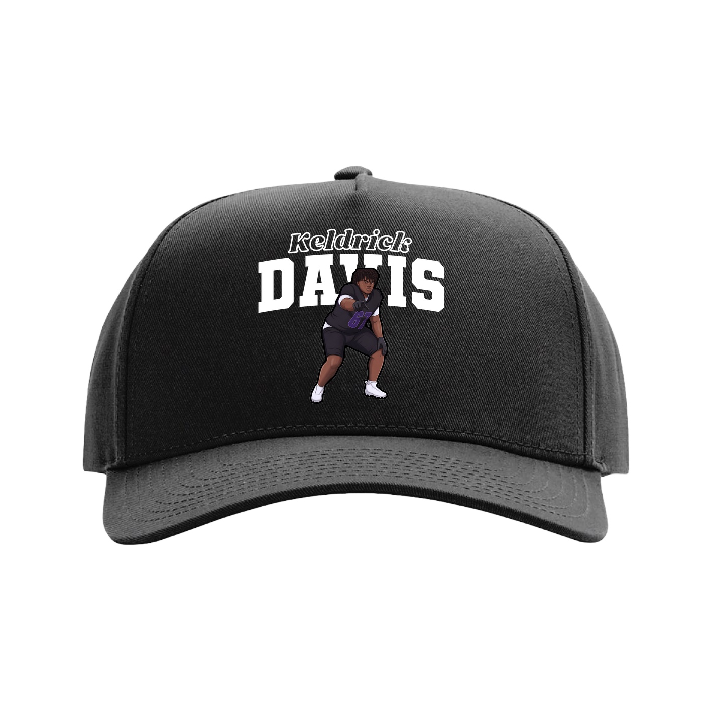 Full Fabric Five-Panel Champ Cap — Name Arch in Black