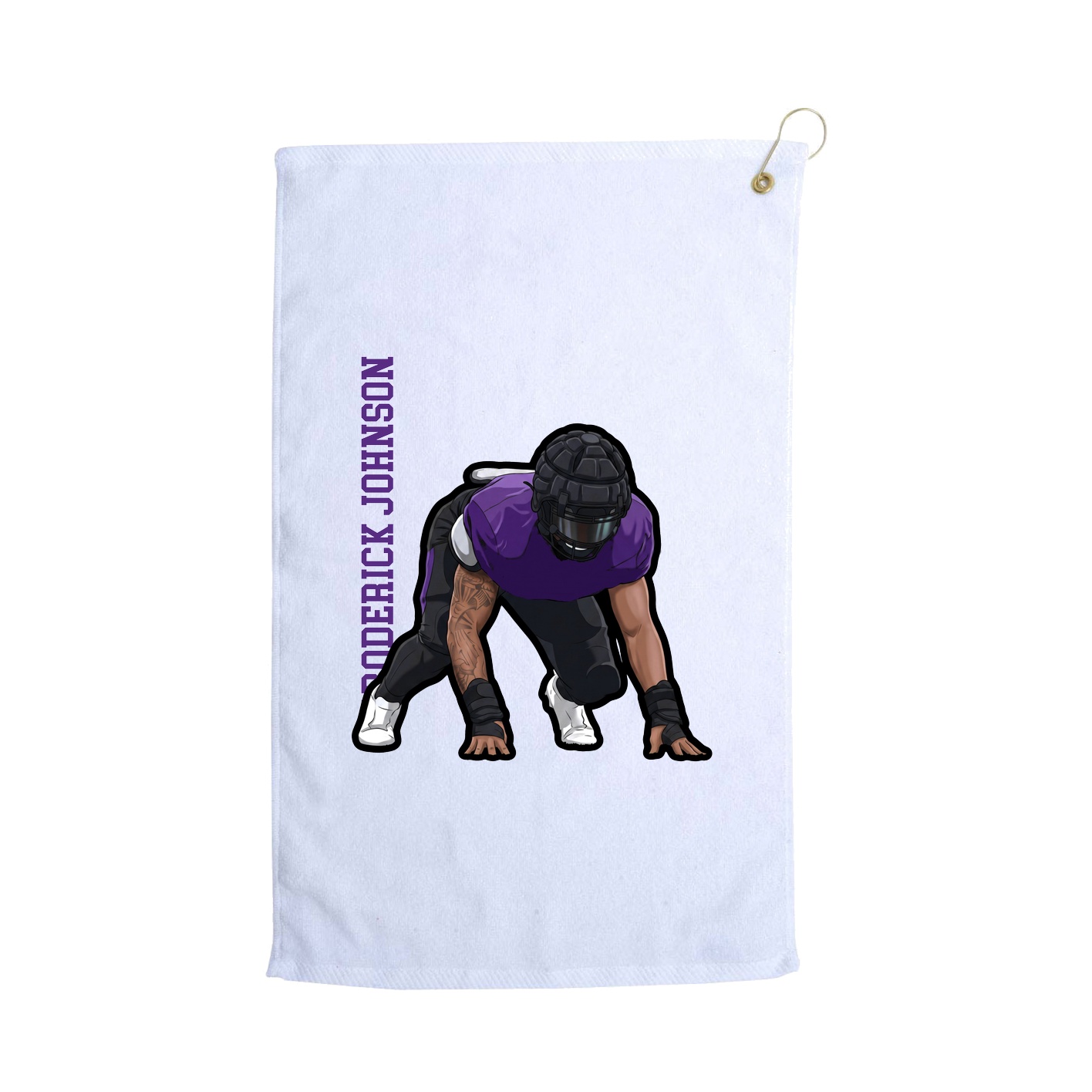 Golf Towel — Name Vertical in White