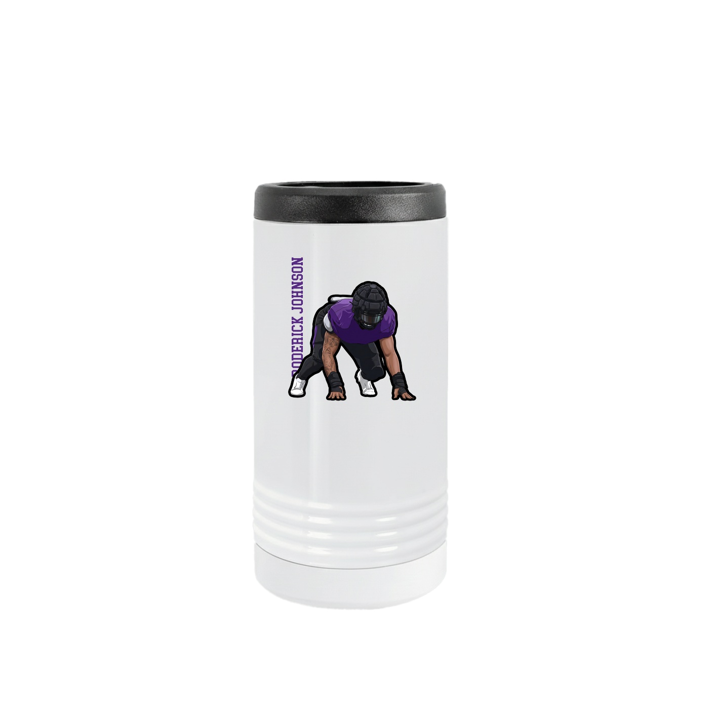 Slim Beverage Holder — Name Vertical in White