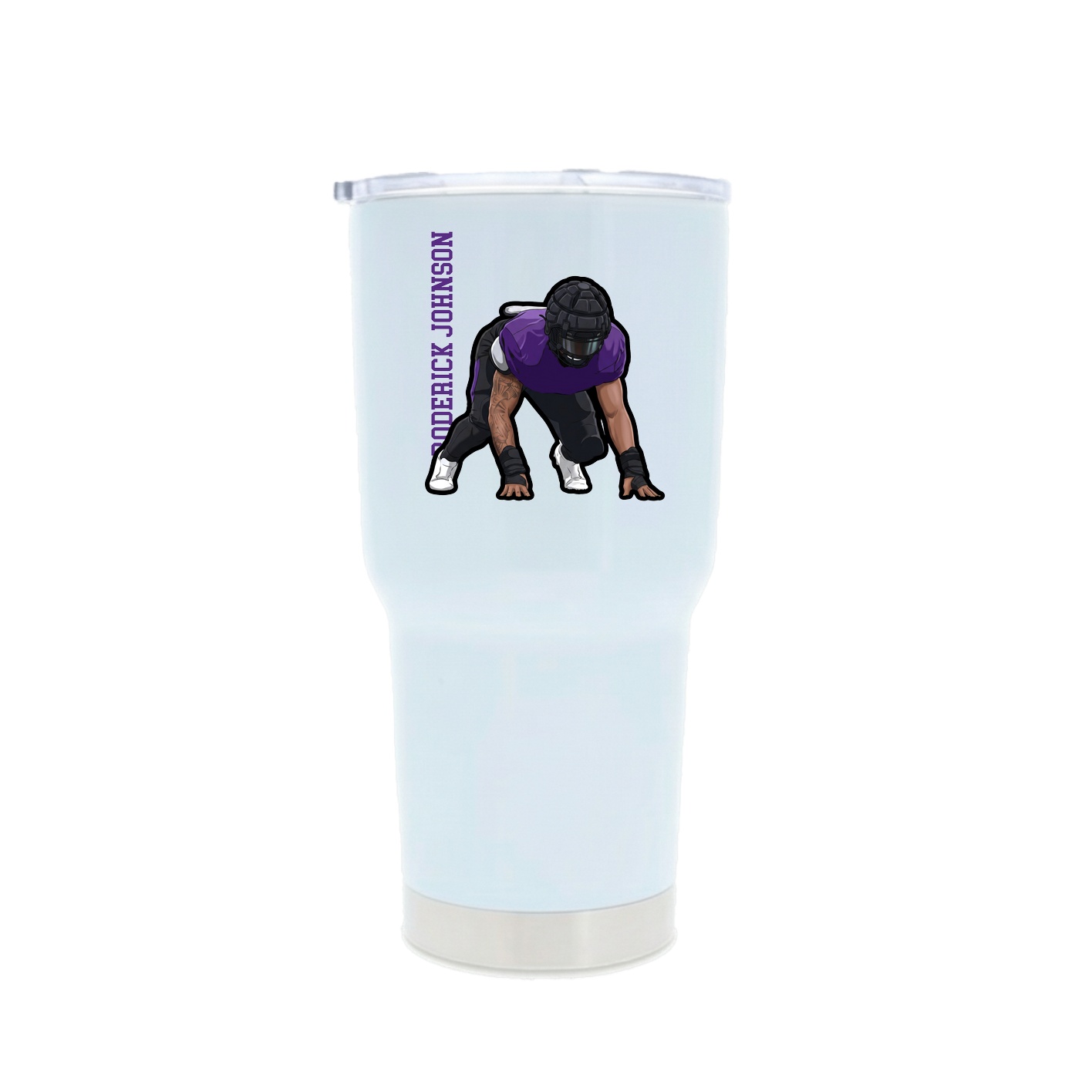 30oz Stainless Steel Tumbler — Name Vertical in White