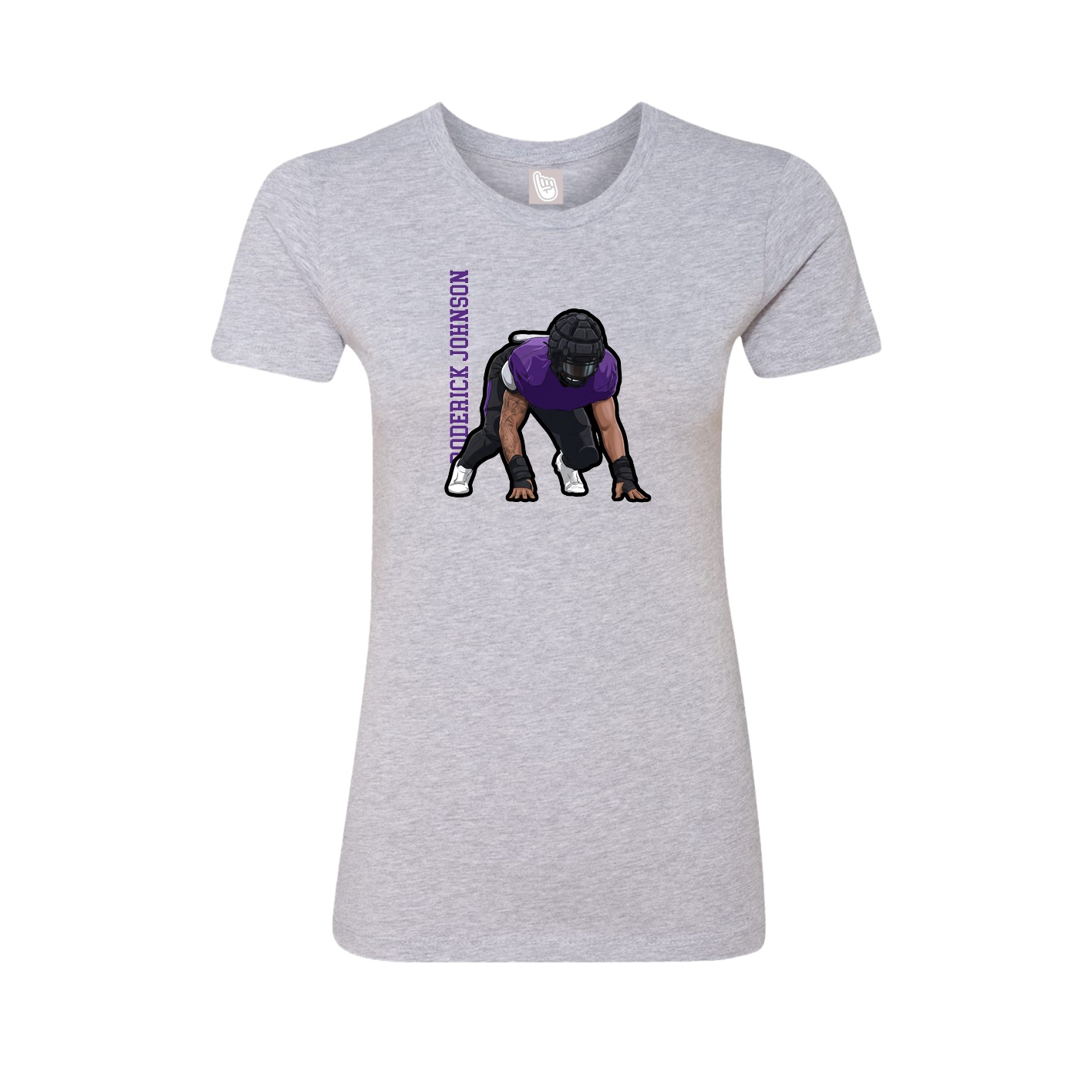 Fitted Women's Tee — Name Vertical in Grey