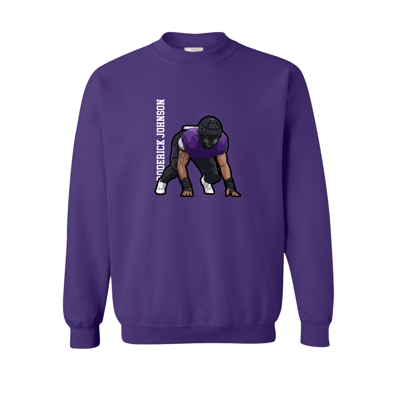 Fleece Crew — Name Vertical in Purple