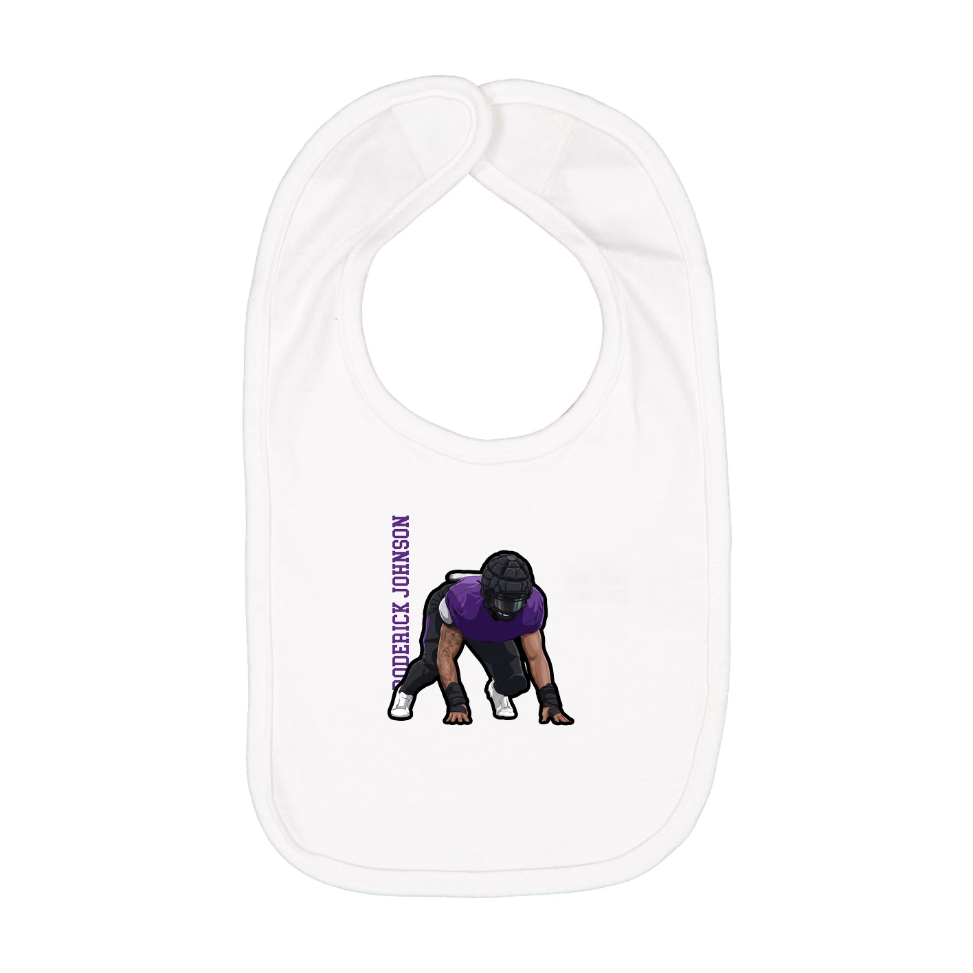 Infant Bib — Name Vertical in White