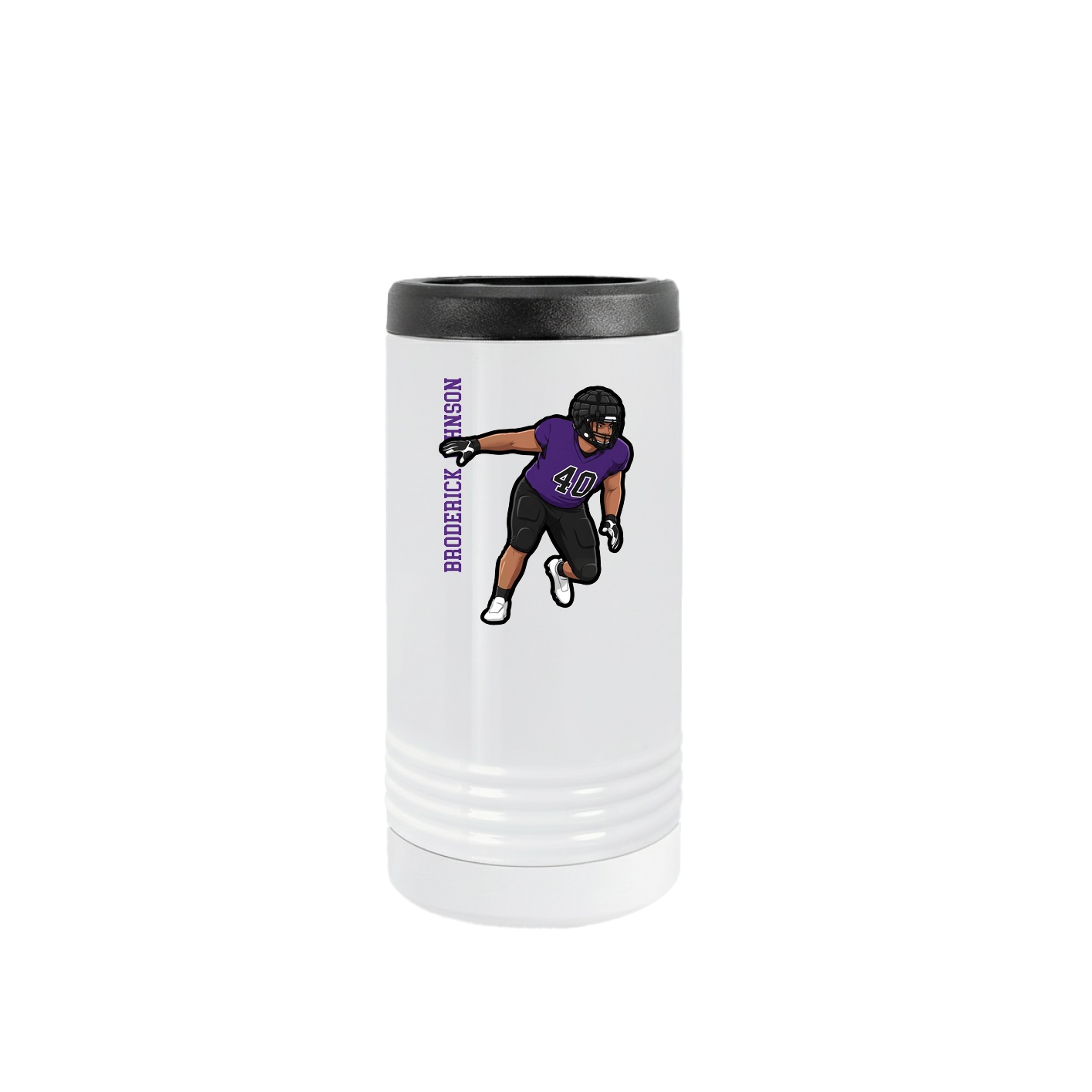 Slim Beverage Holder — Name Vertical in White