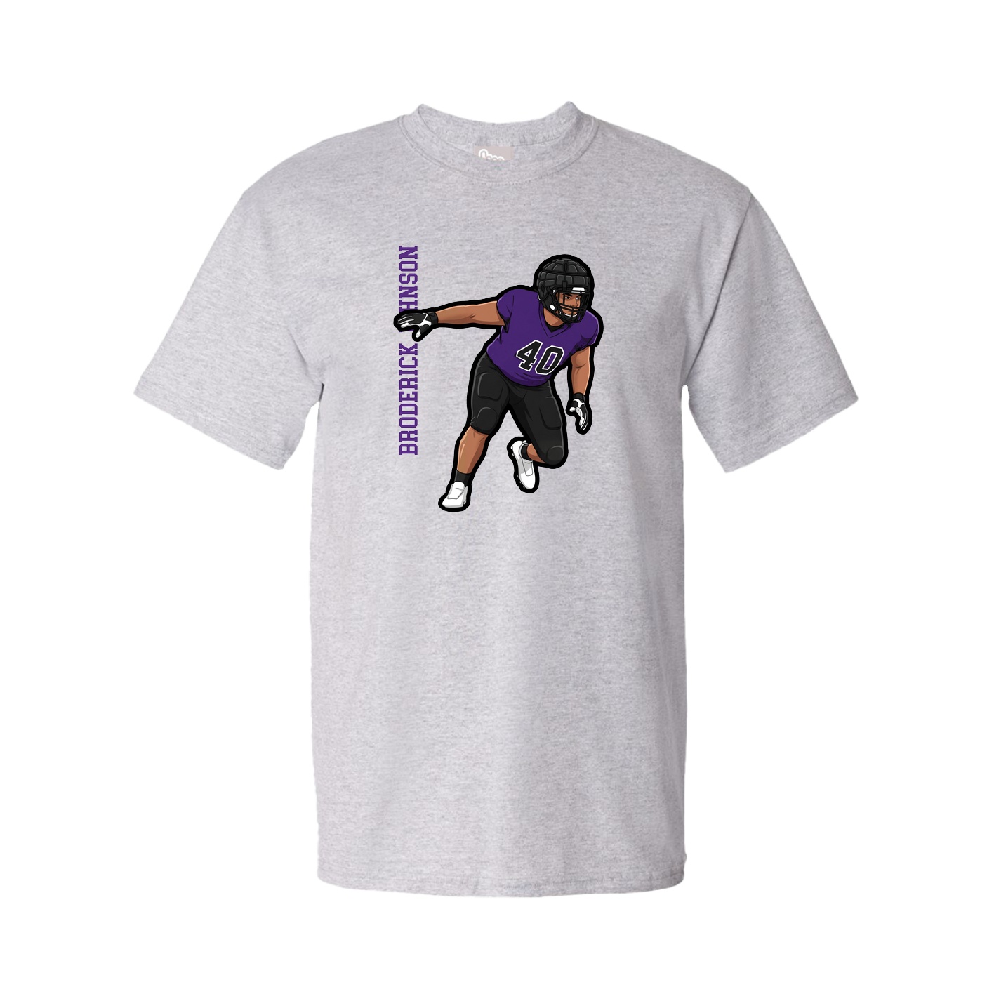 Youth Tee — Name Vertical in Grey
