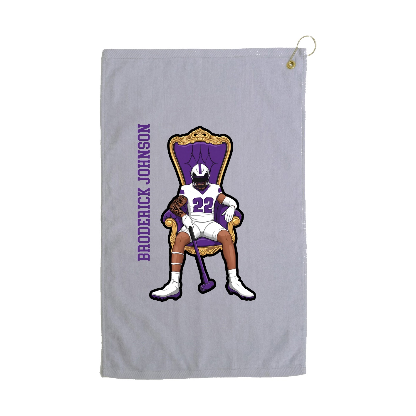 Golf Towel — Name Vertical in Grey