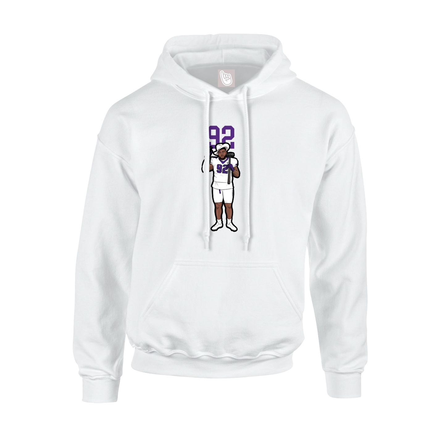 Youth Hoodie — Number Top in White