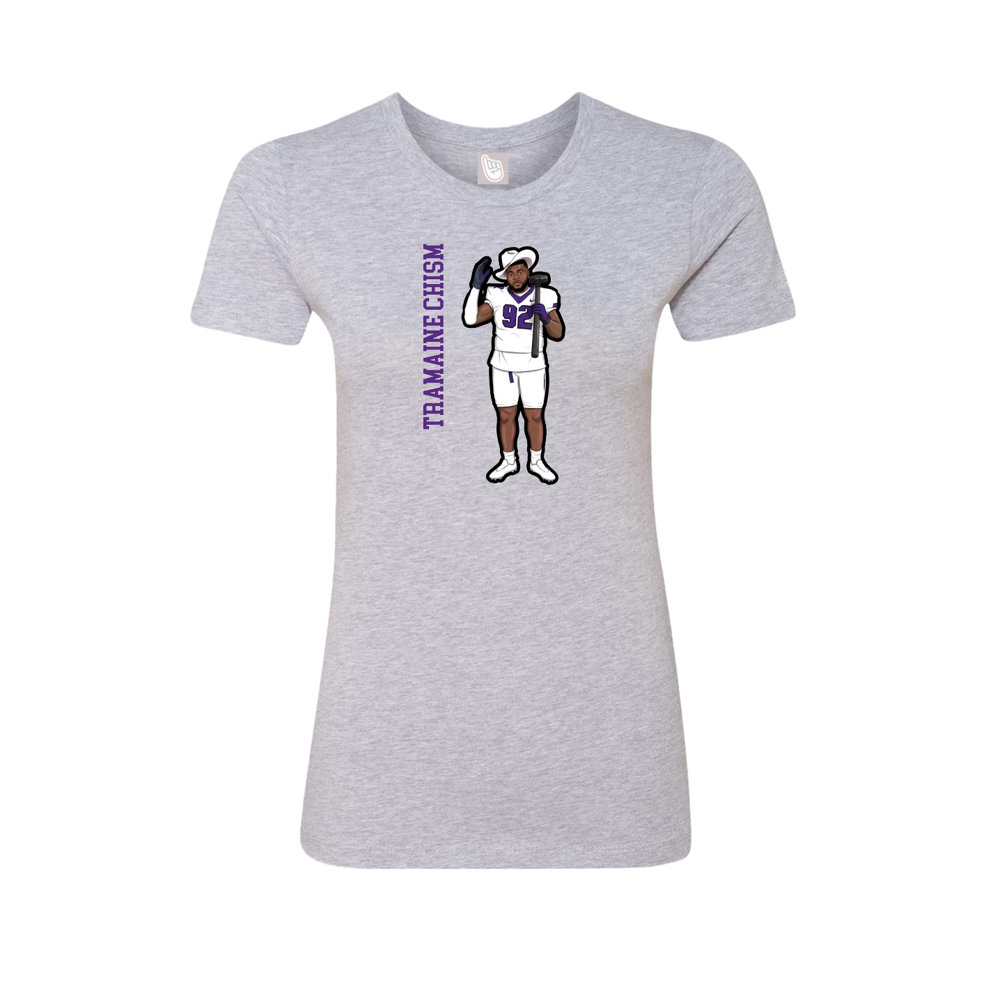 Womens Tee — Name Vertical in Grey