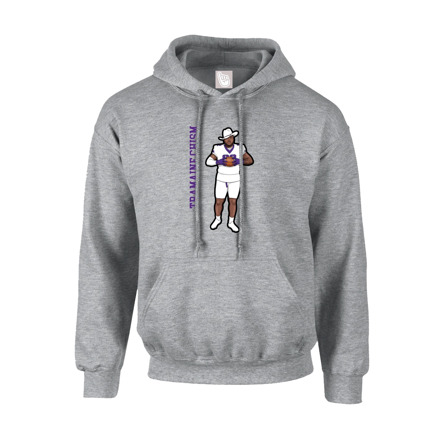 Youth Hoodie — Name Vertical in Grey