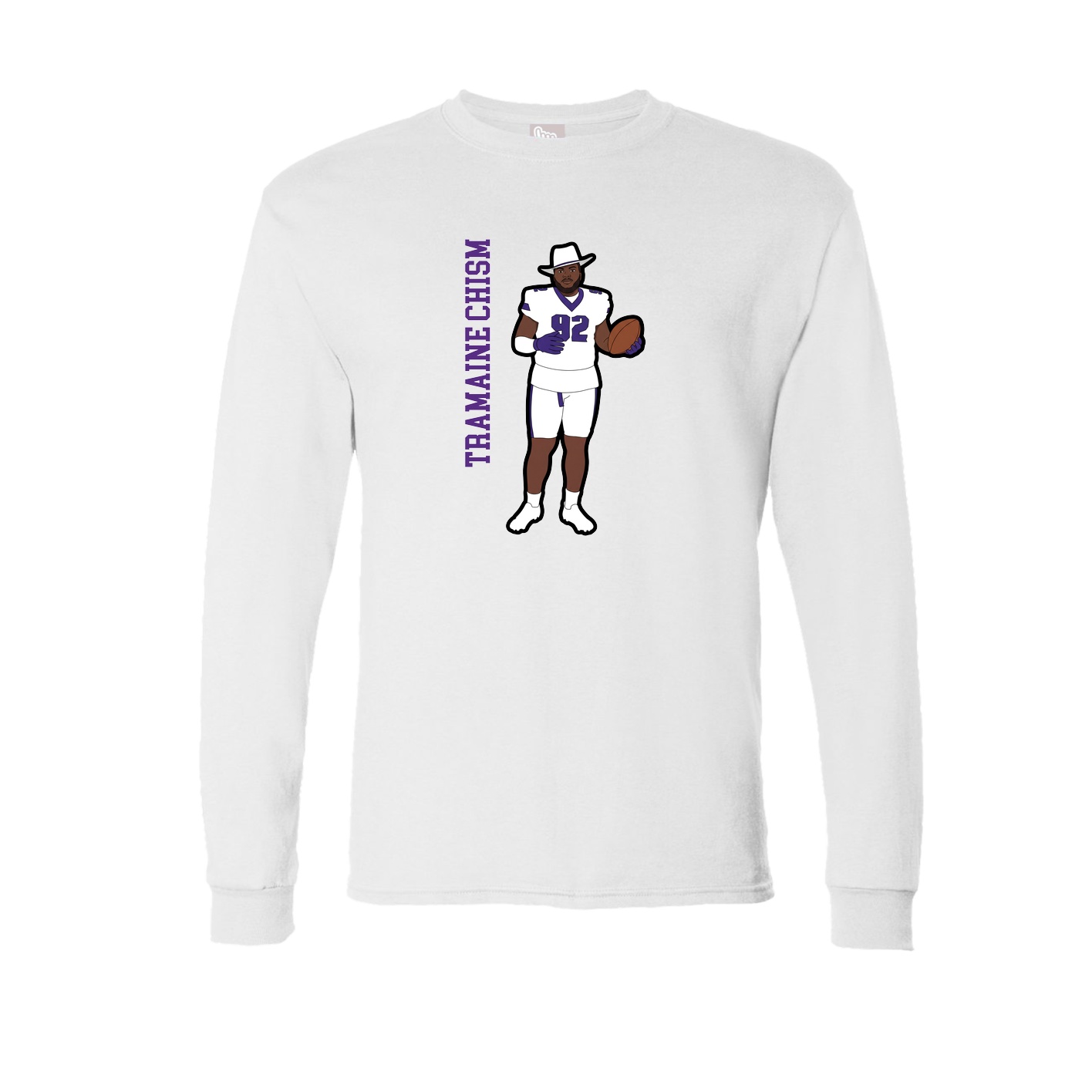 Long Sleeve Tee — Name Vertical in White