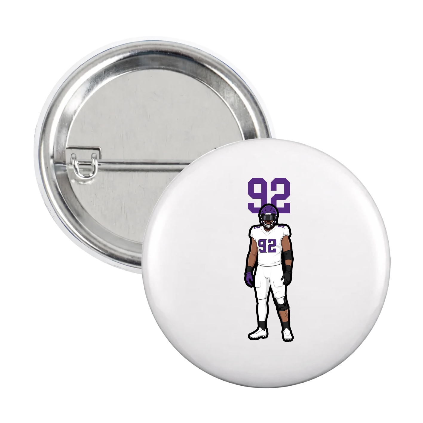 Game Day Button — Number Top in White