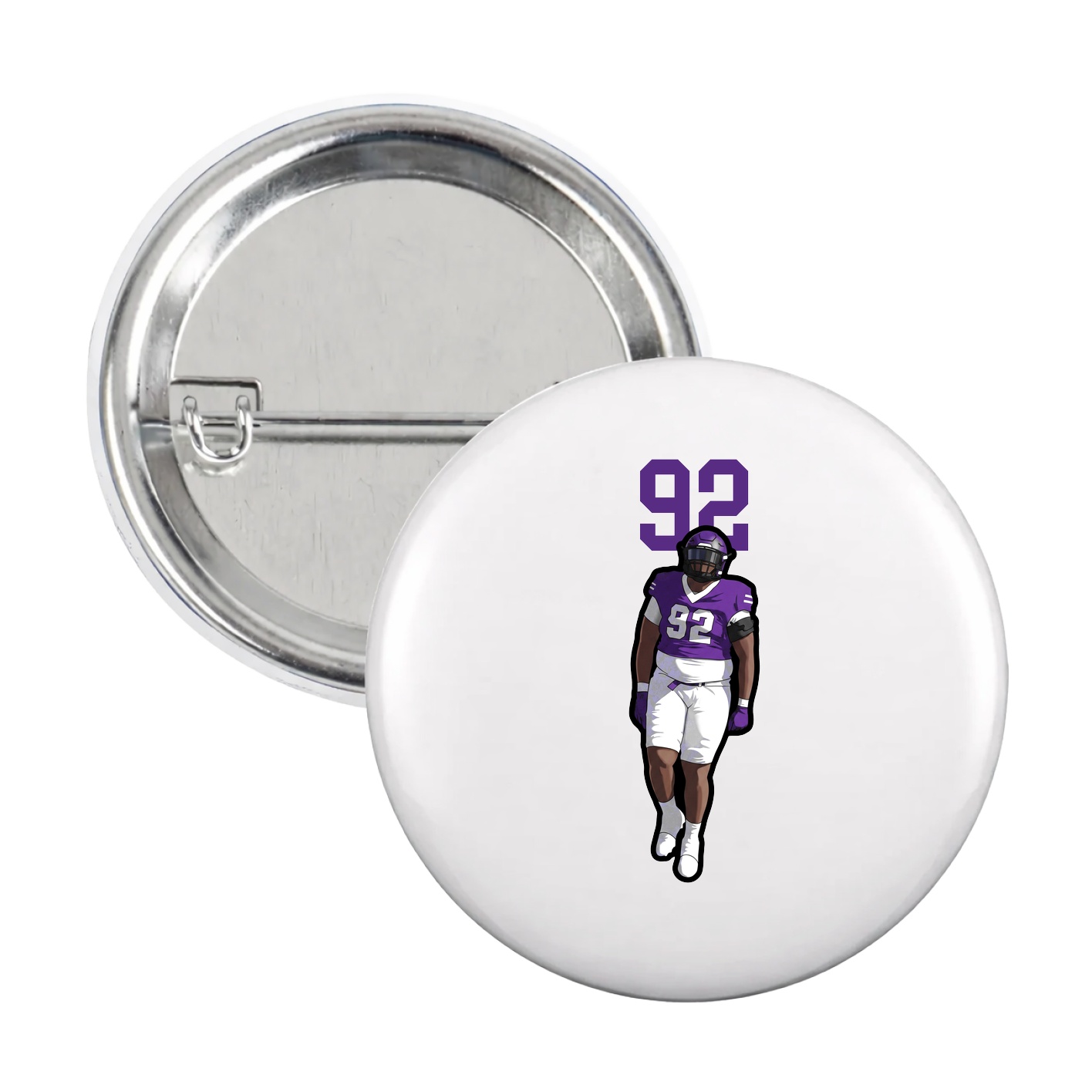 Game Day Button — Number Top in White