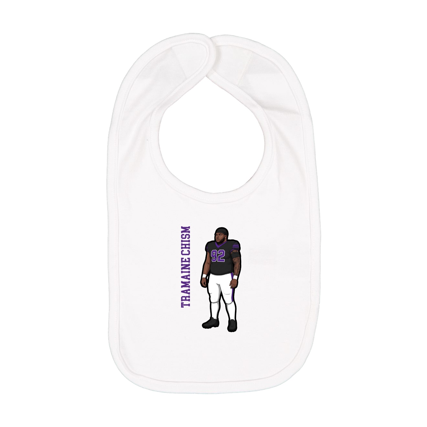 Infant Bib — Name Vertical in White