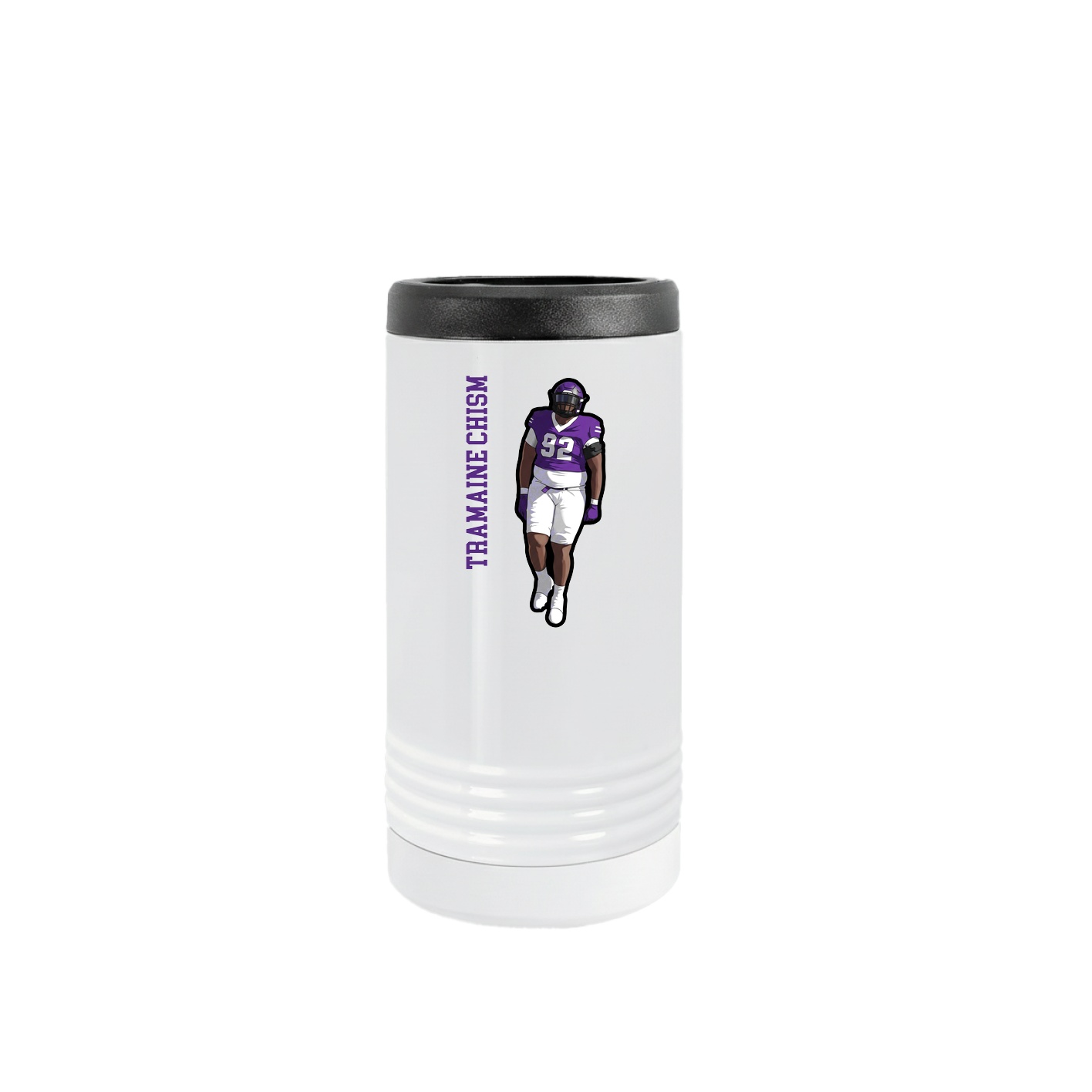Slim Beverage Holder — Name Vertical in White