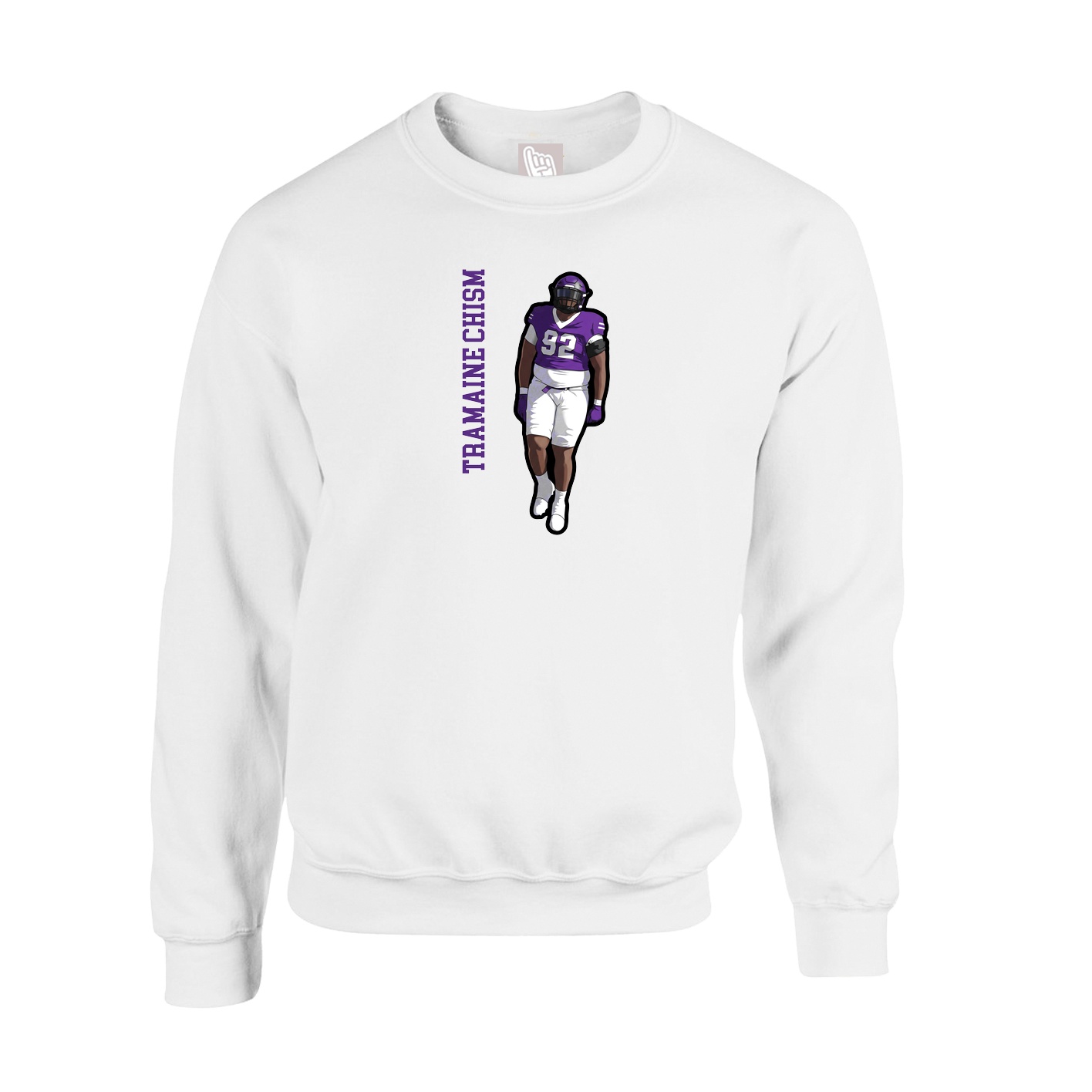 Fleece Crew — Name Vertical in White