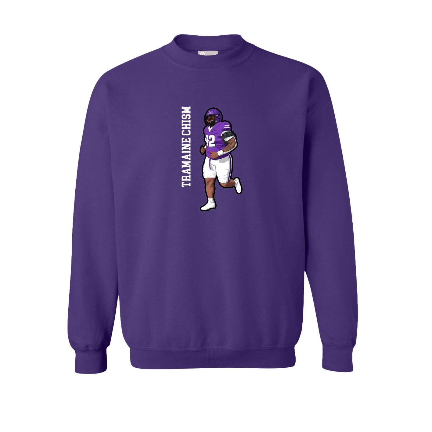 Fleece Crew — Name Vertical in Purple
