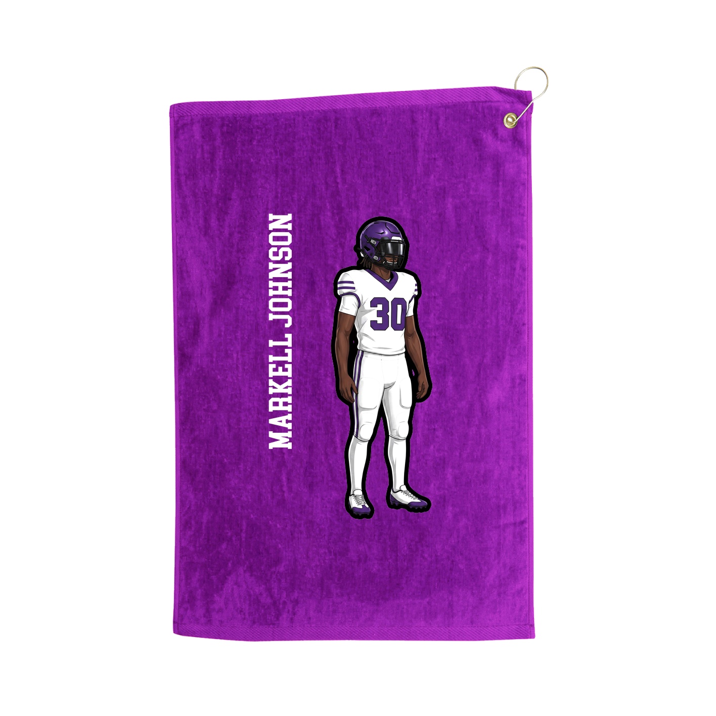 Golf Towel — Name Vertical in Purple