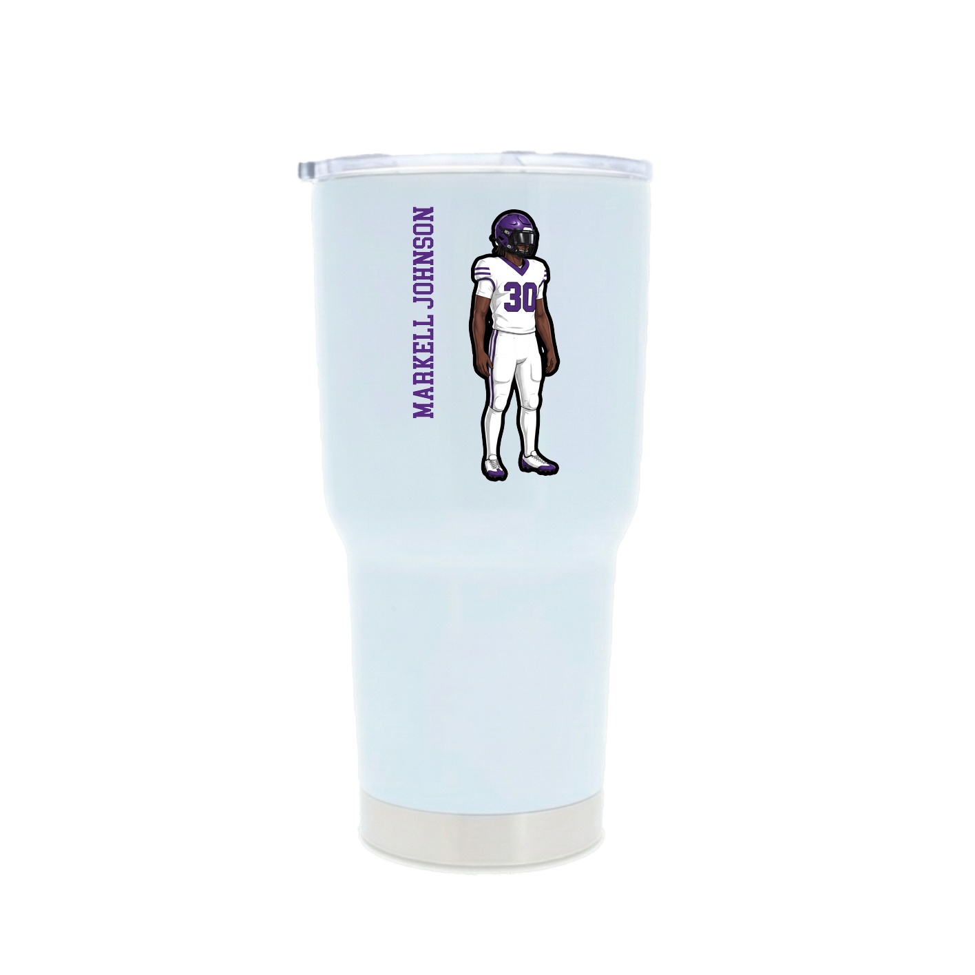 30oz Stainless Steel Tumbler — Name Vertical in White