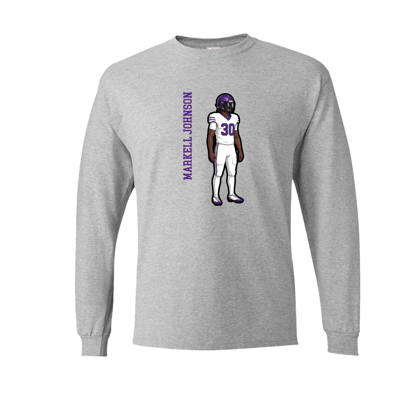 Long Sleeve Tee — Name Vertical in Grey