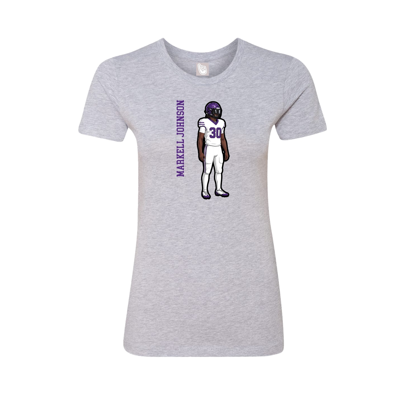 Womens Tee — Name Vertical in Grey
