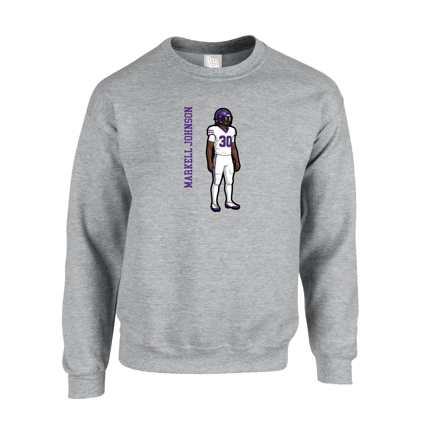 Fleece Crew — Name Vertical in Grey