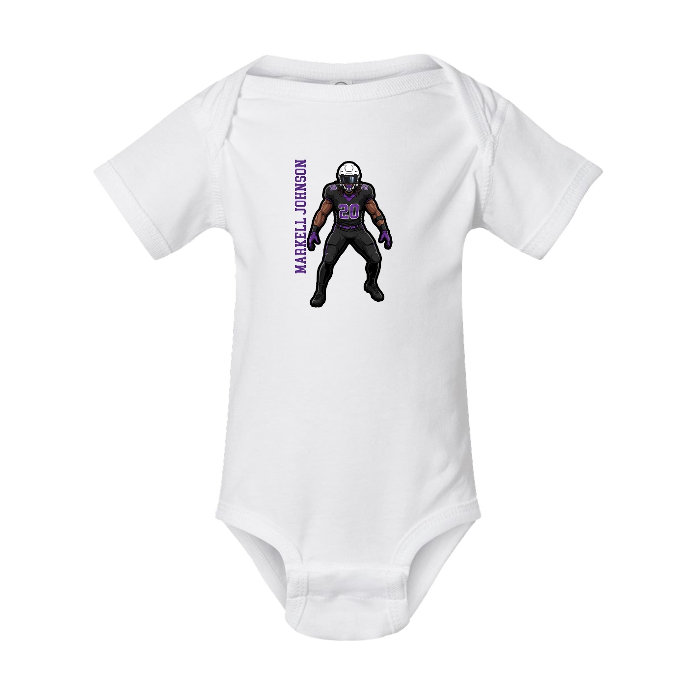 Baby Onesie — Name Vertical in White