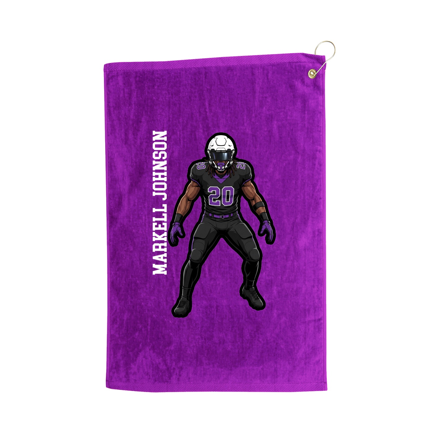 Golf Towel — Name Vertical in Purple