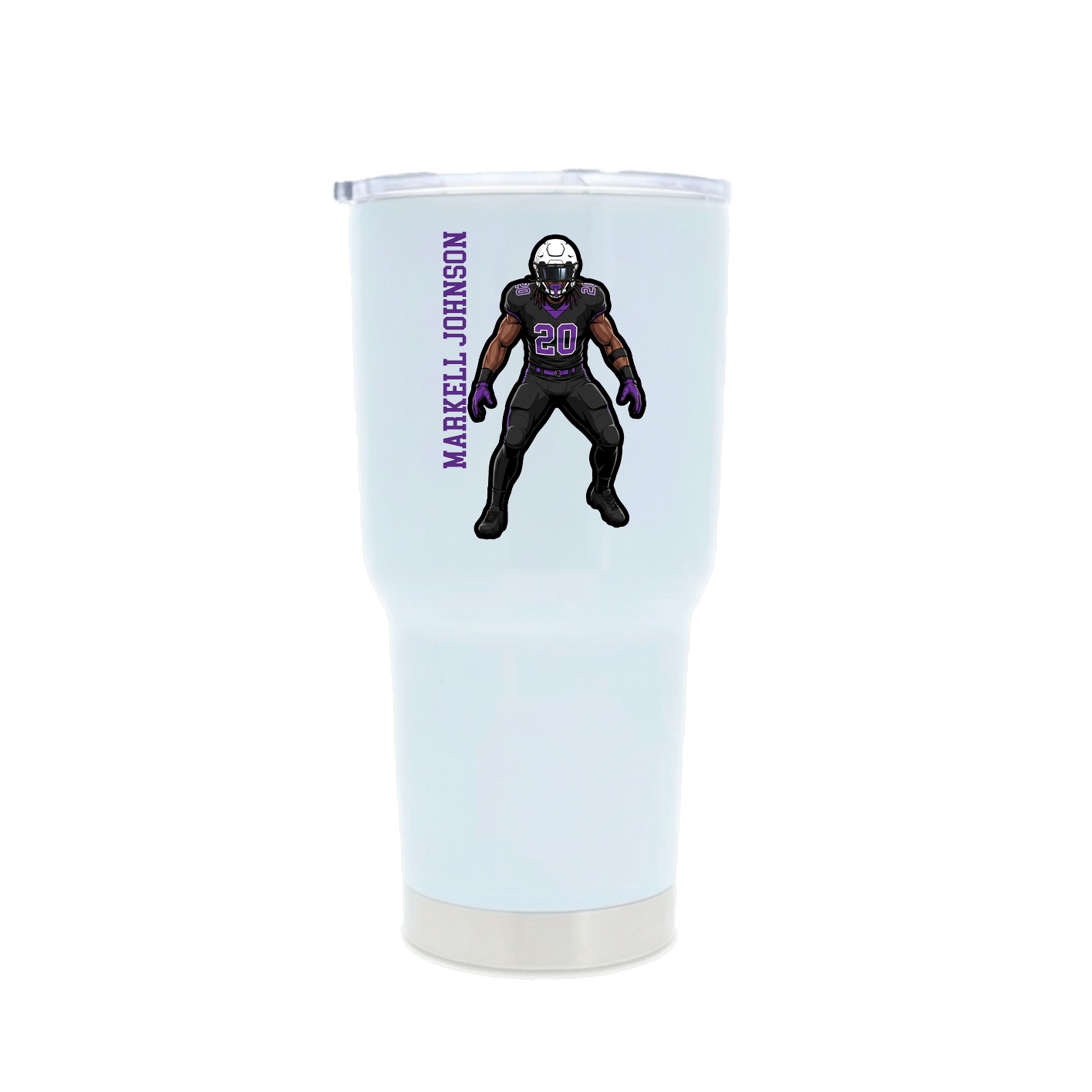 30oz Stainless Steel Tumbler — Name Vertical in White