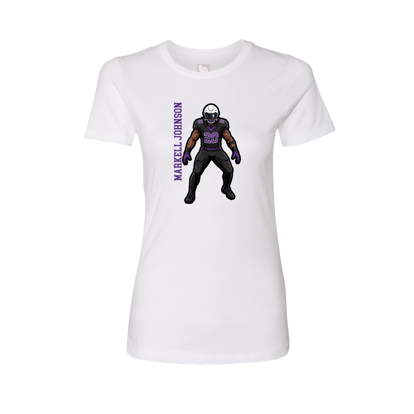 Womens Tee — Name Vertical in White